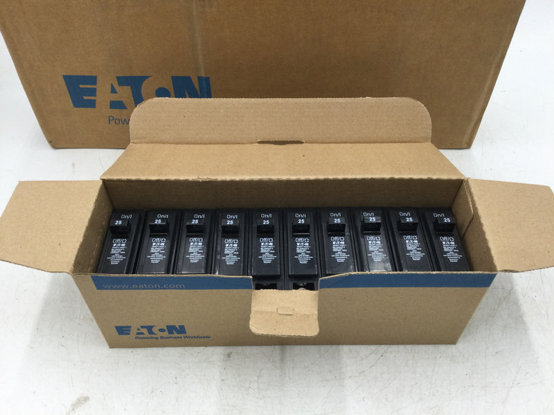 Lot of 10 - Eaton HQP1025R3 Quicklag Type HQP 1 Pole 25 Amp Plug in Type Circuit Breaker