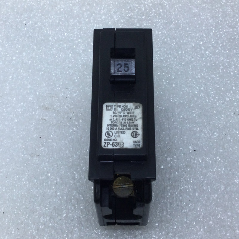 Square D HOM125 Single Pole 25 Amp Circuit Breaker