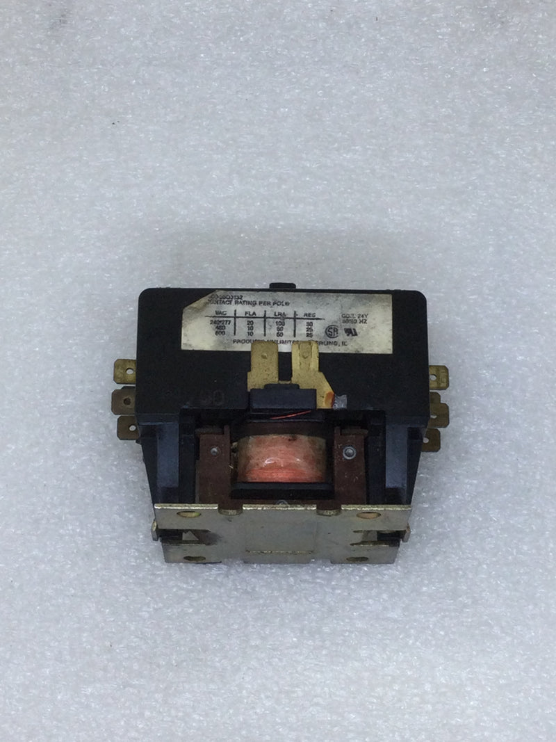 Products Unlimited 3100-20Q3132 Contactor 20 Amp 240-600 VAC with 24 VAC Coil