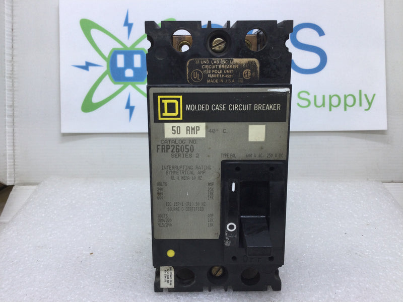 Square D FAP26050 50 Amp 2 Pole 600V Molded Case Circuit Breaker