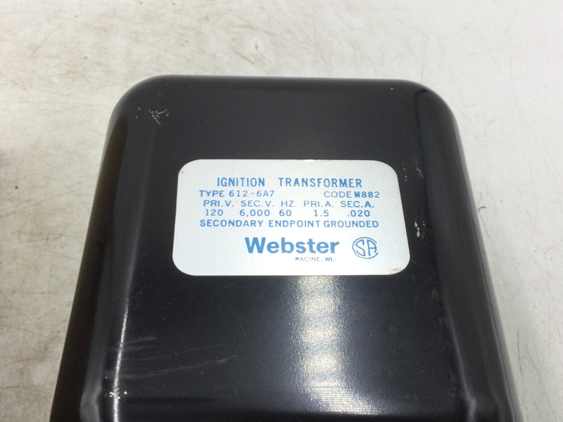 Webster Electric/Sta-Rite Ind. 612-6A7 Ignition Transformer 120V 1.5Amp 60Hz  Single Pole Endpoint Grounded