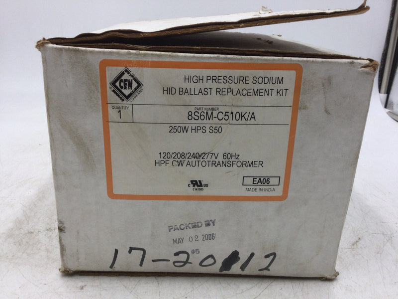 CEW/Spartan Ballast 8S6M-C510K/A HPF CW Autotransformer 120/208/240/277V 60Hz