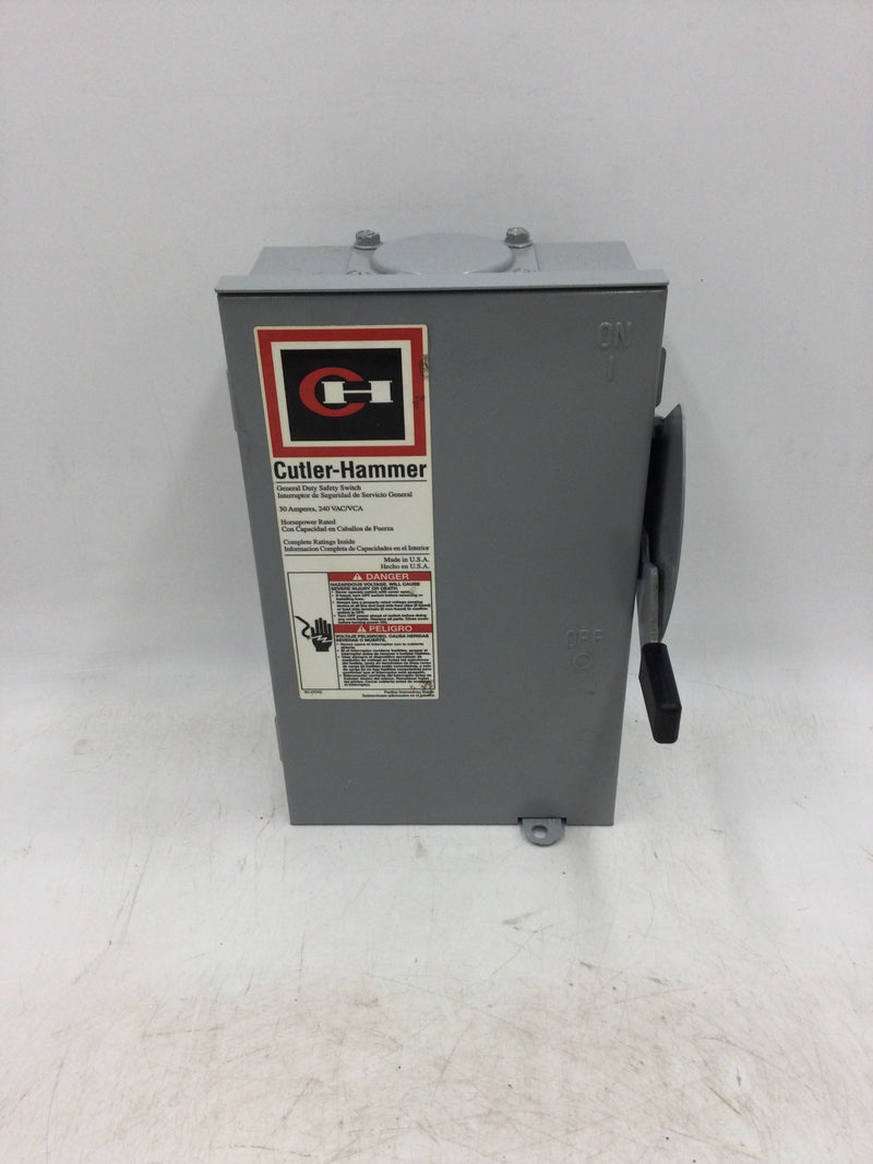 Cutler-Hammer DG321NRB Series B 30 Amp 240 VAC Safety Disconnect Switch