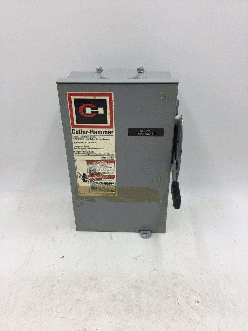 Cutler-Hammer DG321NRB Series B 30 Amp 240 VAC Safety Disconnect Switch