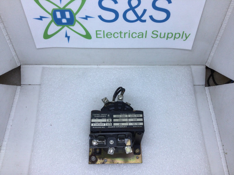 Allen-Bradley X-343858 Control Circuit Transformer Primary 240/480V 220/440V .075KVA