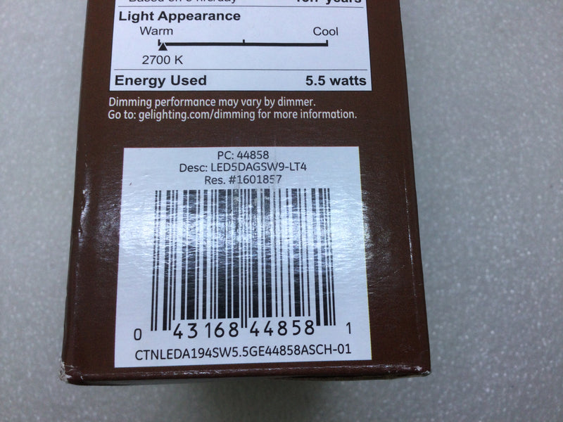 General Electric LED5DAGSW9-LT4 Relax LED 40W 120V 60Hz HD Soft White 450 Lumens 2700K