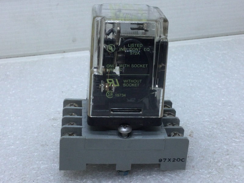 Square D KPD 12 General Purpose Relay 10 Amp 250VAC Class 8501 2PDT Coil 24VDC/ Includes Relay Socket Base 8 Pins 8501NR51 300V