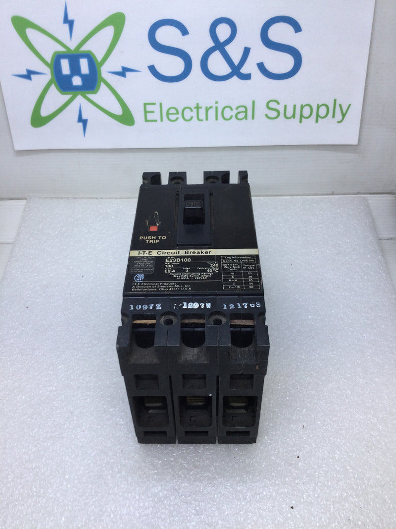 ITE Gould E23B100 100 Amp 3 Pole 240v Circuit Breaker