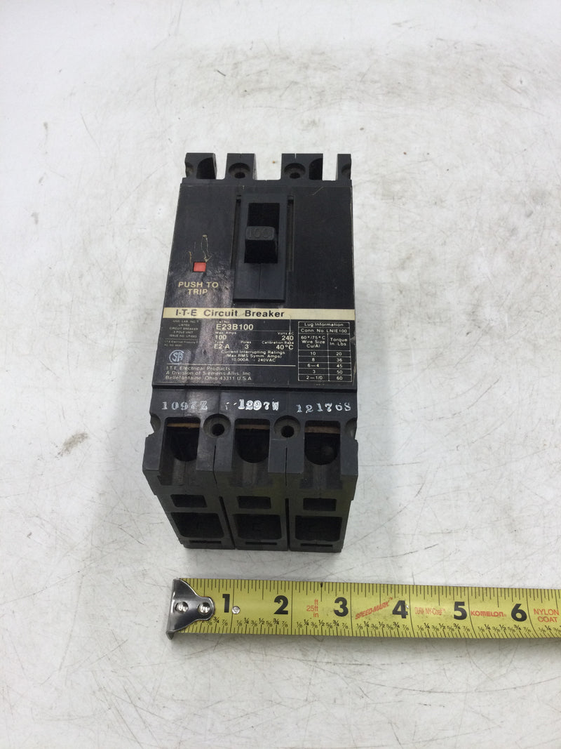 ITE Gould E23B100 100 Amp 3 Pole 240v Circuit Breaker