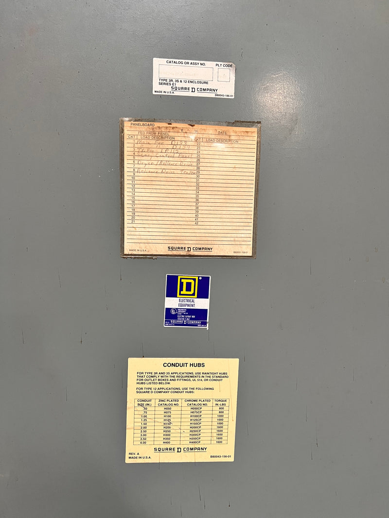 Square D HCW-3268-8 HCW 3 Phase 800 Amp 600Vac I Line MLO Panelboard 68" x 42"