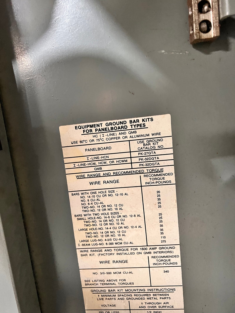 Square D HCW-3268-8 HCW 3 Phase 800 Amp 600Vac I Line MLO Panelboard 68" x 42"