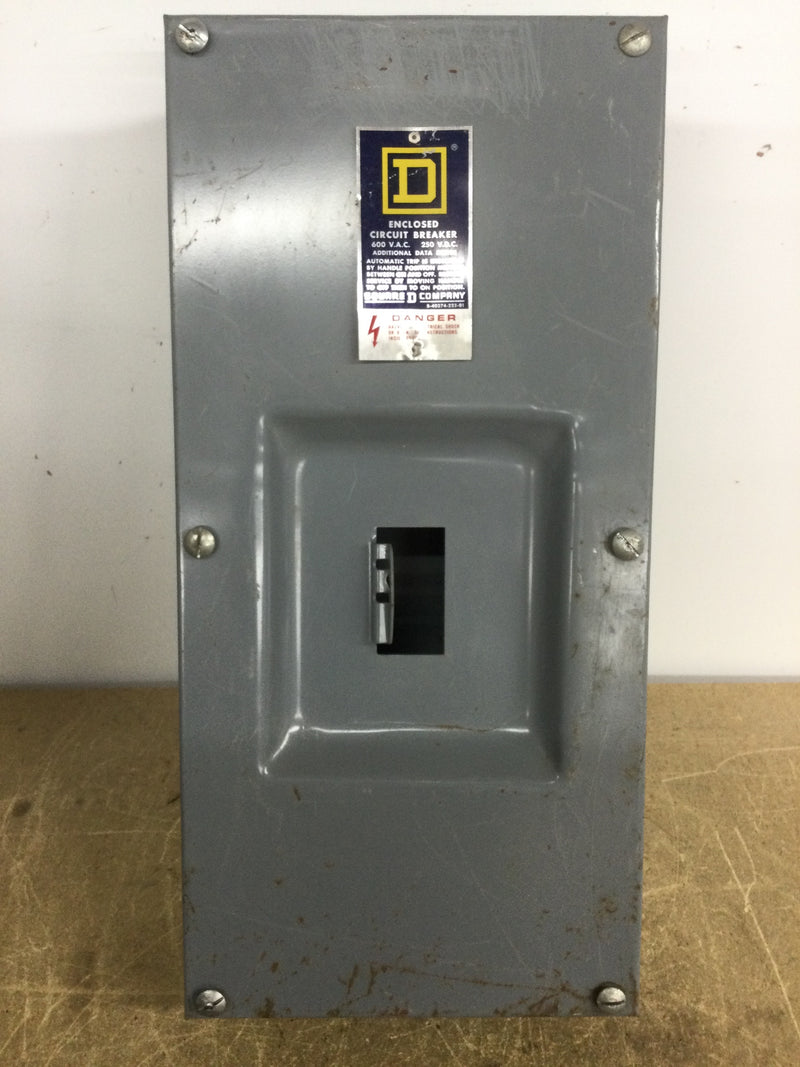 Square D FA-100-S 100 Amp 600V 250VDC Circuit Breaker Enclosure