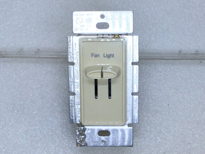 Lutron Skylark S2-LFSQ-IV White Dual Singlepole Wall Slide Dimmer Light Switch 300w/Fan Control