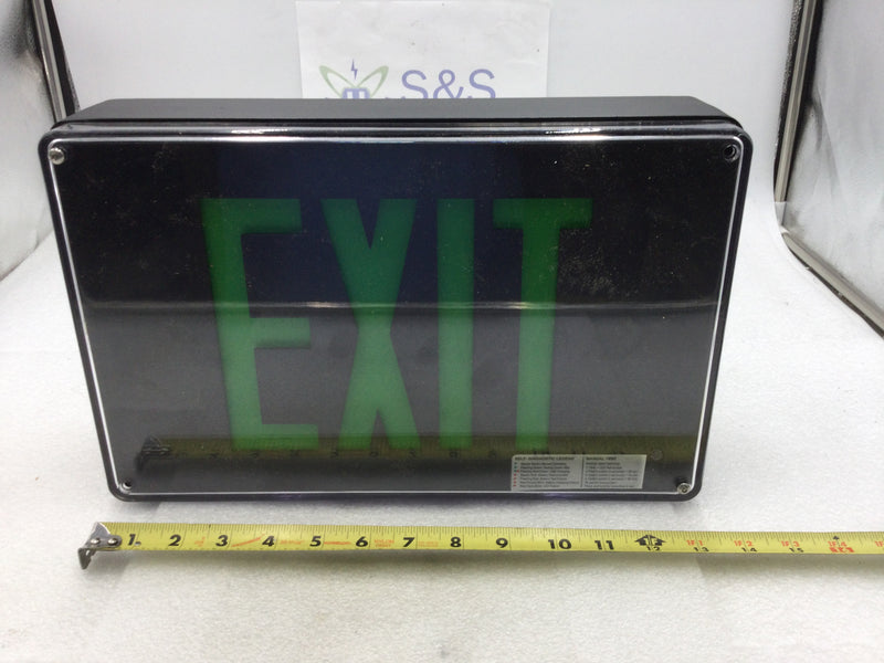 Isolite MAX-EM-G-U-BK-MTEB MAX Series Die Cast Heavy Duty Wet Location Double Sided Green LED Exit Light 120/277 VAC