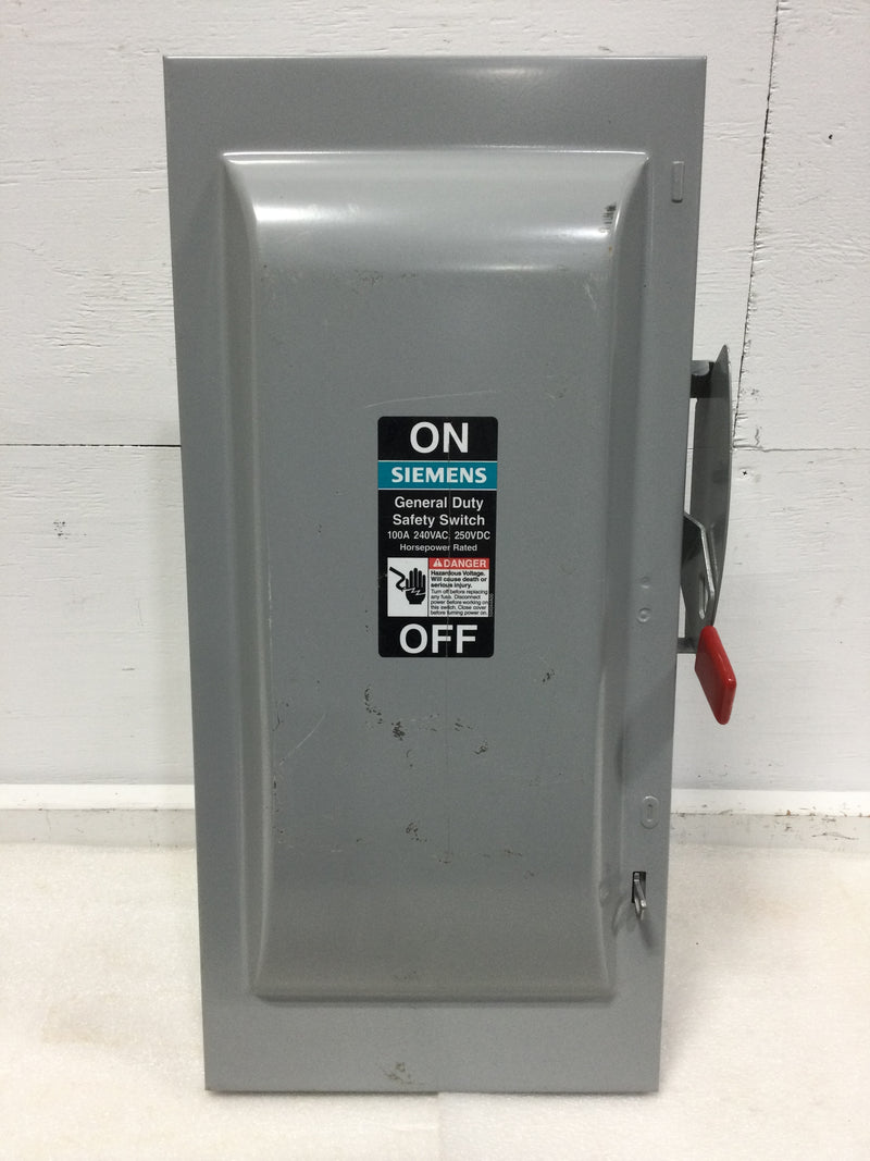 Siemens Fusible General Duty Safety Switch GF323N 100 Amp NEMA 1 240v 3-Pole 4-Wire