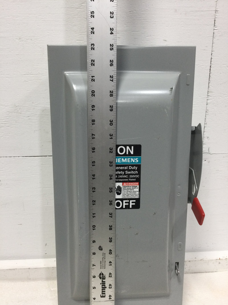 Siemens Fusible General Duty Safety Switch GF323N 100 Amp NEMA 1 240v 3-Pole 4-Wire