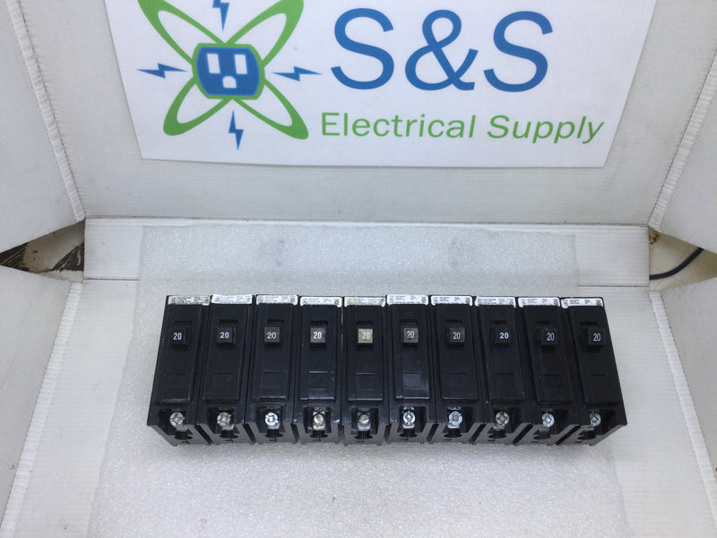 LOT OF 10 Eaton Cutler Hammer BAB1020 Type BA Quicklag Circuit Breakers BA120, BA1020