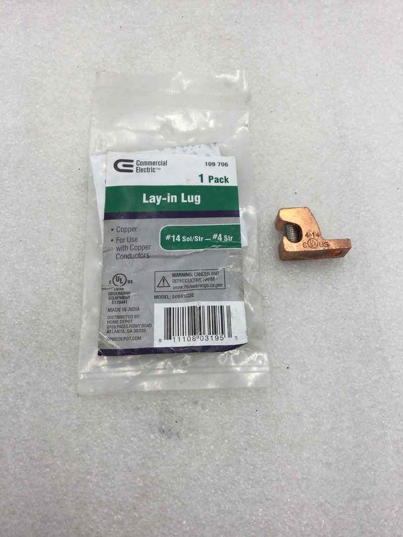 Commercial Electric 50041CDB Copper Lay-In Direct Burial Lug #14-#4 AWG Wire Size