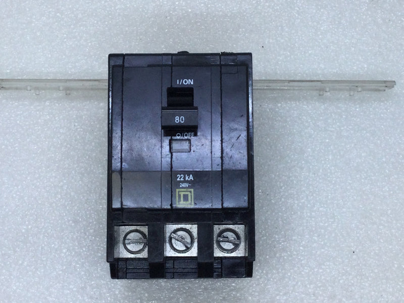 Square-D QOB380VH 3 Pole 80 Amp 240v 22ka Bolt In Circuit Breaker