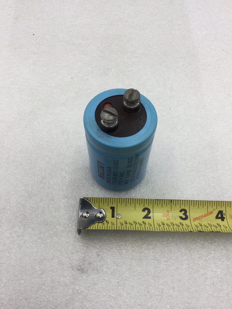 Mallory CGS253U015U2L3PH Aluminum Electrolytic Capacitor 25000MFD 15 VDC POS+ 85C