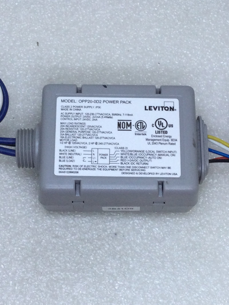 Leviton OPP20-0D2 Power Pack Class 2 Power Supply Input 120-230-277 VAC Power Output 24 VDC