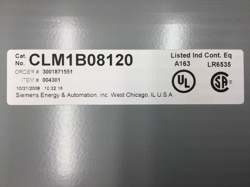 Siemens CLM1B08120 Mechanically Held Lighting Contactor with 49SBSB1 HAND-OFF-AUTO Selector switch and 429447-001 120V Lighting Control Module