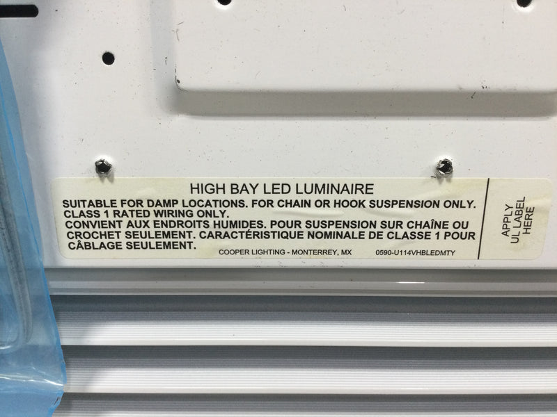 Metalux VHBLED-LD1-18-W-UNV-L840-CD1-U VHB Single Light 18-7/8" Wide LED High Bay - 1800 Lumens / 4000K White Enamel Commercial Lighting