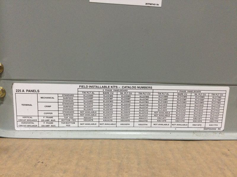 Eaton/Cutler-Hammer PRL1A 72 Space 208Y/120V 3Ph 225A Main Breaker Box No. EZB2072R