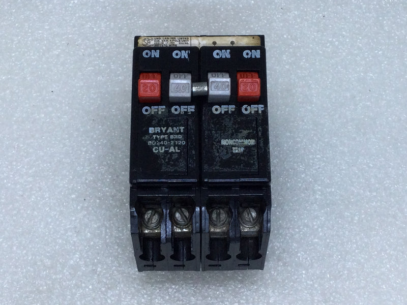 Bryant Type Brd Bq240-2120 Quad Circuit Breaker 120/240v (Flawed)