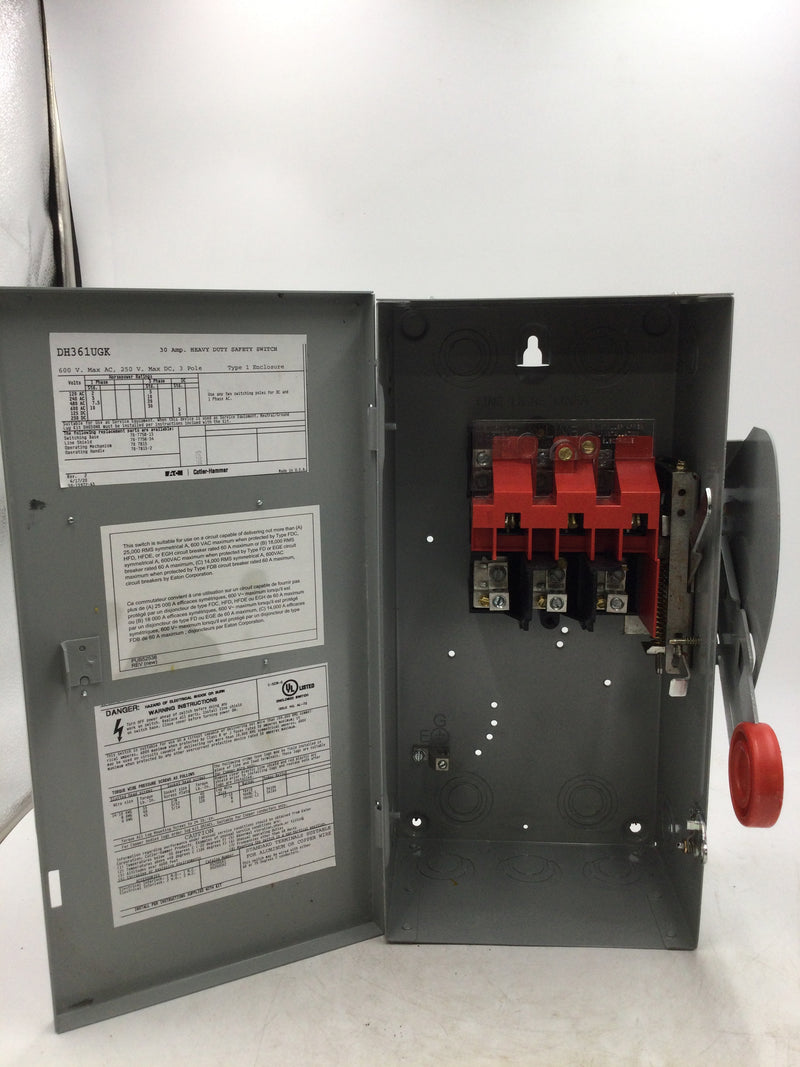 Cutler Hammer DH364UGK 200 Amp 600V 3 Pole Non Fusible Nema 1 Disconnect Switch