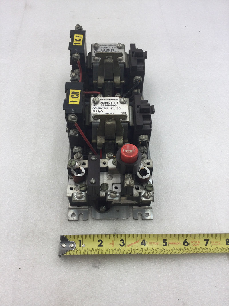 Eaton/Cutler Hammer 6-1-3 9656H66G Number 801 Contactor/Starter 18 Amp 110-550 VAC Up to 5 HP