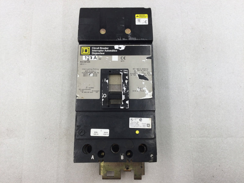 Square D KC34125 125 Amp 3 Pole 480V I Line Circuit Breaker