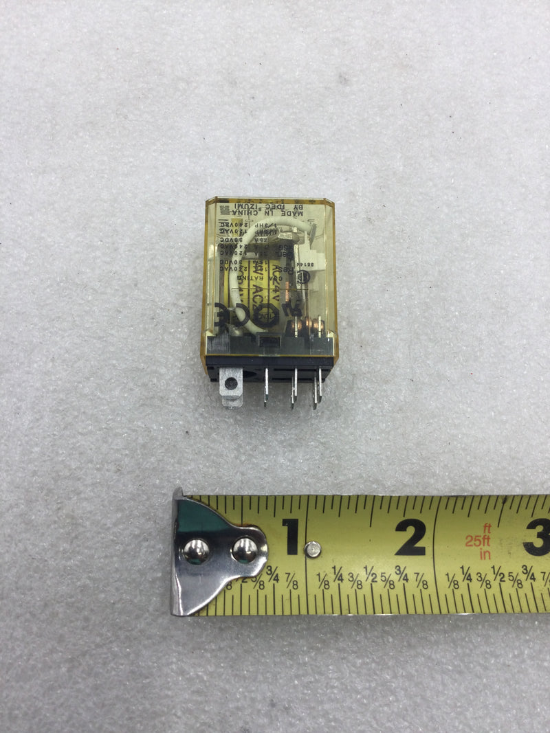 Idec RH2B-U Plug In Ice Cube Relay 110-120 VAC 24 VAC 50/60Hz 8-Blades Rated for 7.5 Amps at 120 VAC