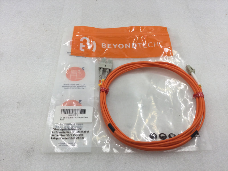 Beyond Tech X000KI1EHL 3 Meter (9ft) 62.5 Multimode VC Fiber Optic Patch Cord LC to SC