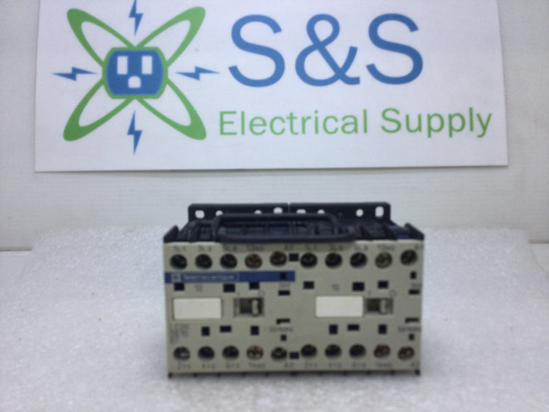 Schneider Electric LC2K0610B7 6 Amp 3 Pole Reversing Contactor with 24 VAC Coil and 2 NO Auxiliary Contacts