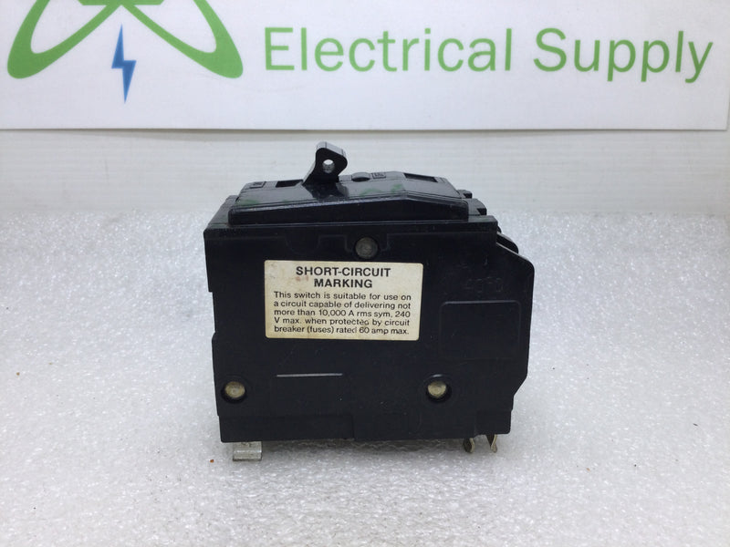 Square D QO200 60 Amp 2 Pole Molded Case Circuit Breaker/Switch - Black Face