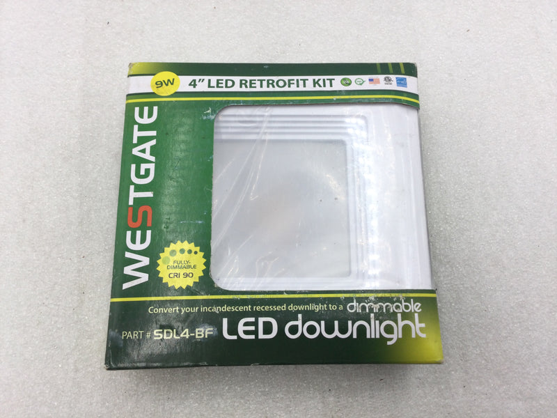 Westgate SDL4-BF-30K 4" 3000K LED Square Recessed Downlight with Baffle Trim