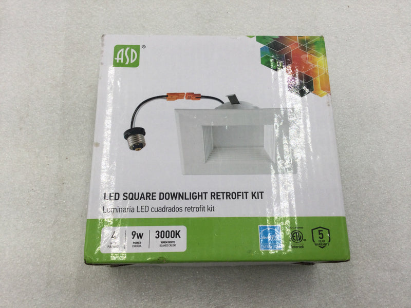 ASD Lighting ASD-LDLRK-1BS-4D930-WH 4" LED Square Downlight Retrofit Kit