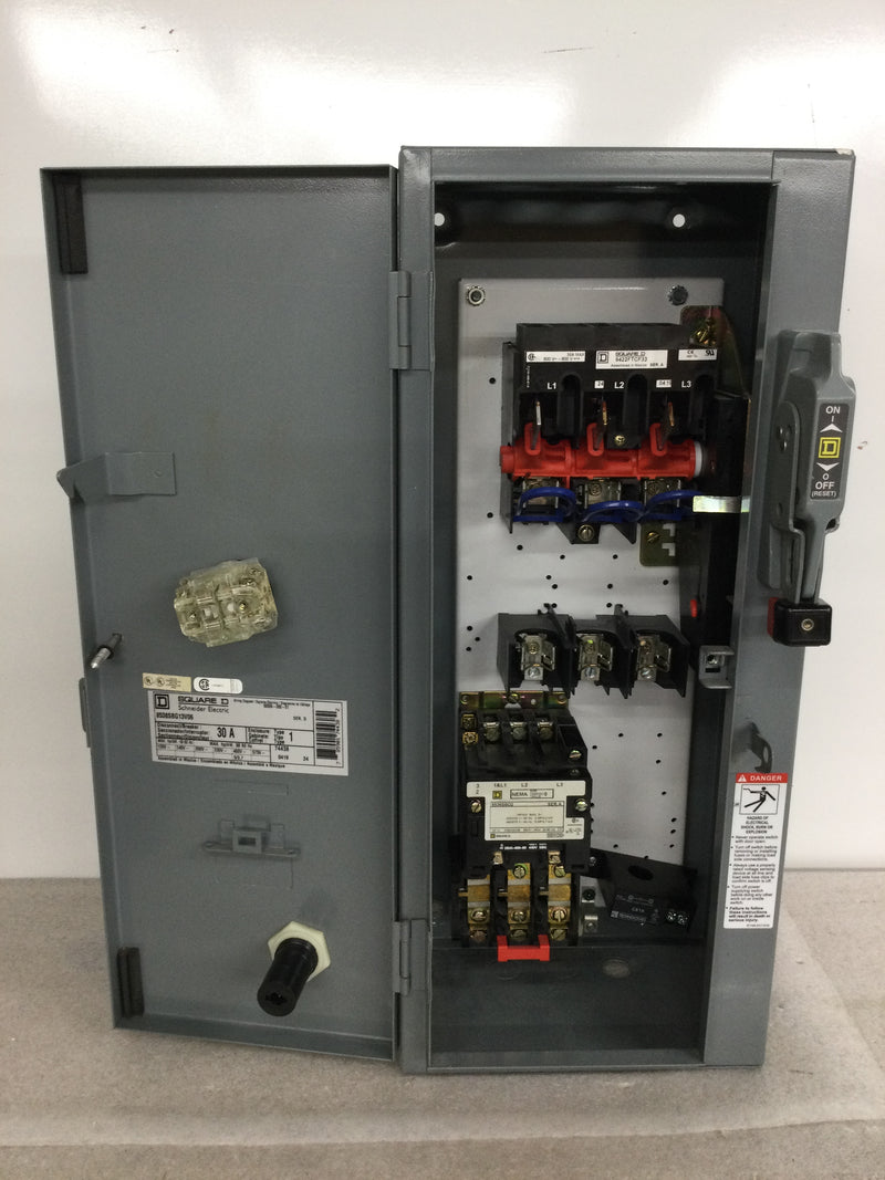 Square D 8538SBG13V06 30 Amp 3 Phase 600V 5HP @ 480V Combo Motor Starter Disconnect