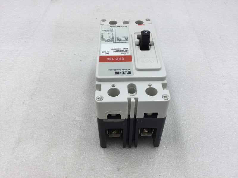 Eaton/Westinghouse EHD2020 2 Pole 20a 480v EHD 14k Circuit Breaker