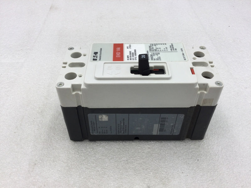 Eaton/Westinghouse EHD2020 2 Pole 20a 480v EHD 14k Circuit Breaker