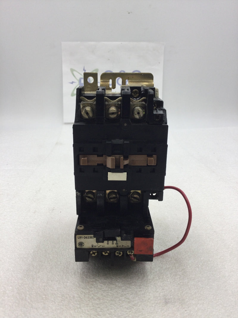 Schneider Electric/Telemecanique LC1-D503 Contactor/Starter 3 Pole 230/660 VAC 50 Amp with LR1-D63357 Overload Relay