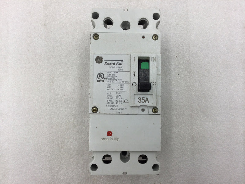 GE General Electric FBN26TE035RV 35 Amp 2 Pole Circuit Breaker