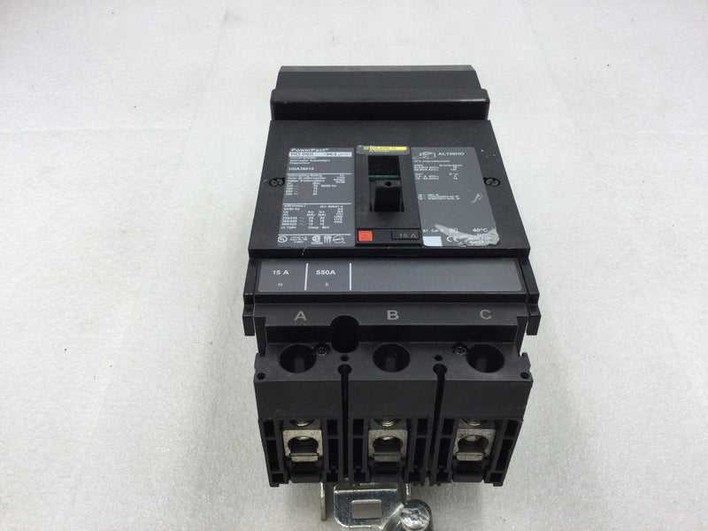 Square D HDA36015 15 Amp 3 Pole PowerPacT H-Frame Circuit Breaker