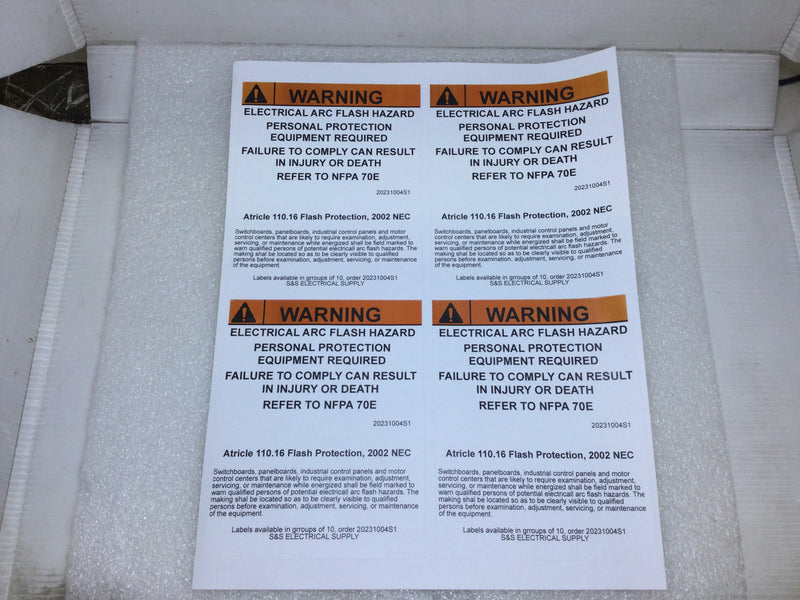 Electrical Arc Flash Hazard Warning Sticker