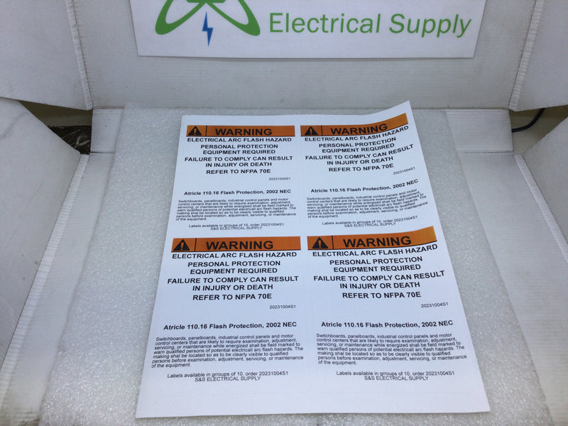 Electrical Arc Flash Hazard Warning Sticker