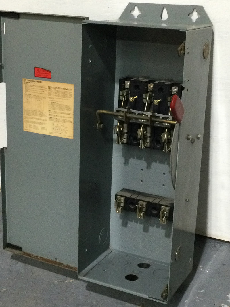 Westinghouse HFN363 100 Amp 600V 3 Phase Fused Indoor Disconnect