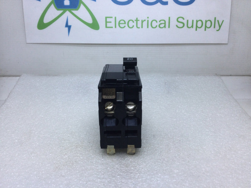 Square D QOB220 20 Amp 2 Pole 120/240V 10ka Bolt-on Circuit Breaker - Black Face