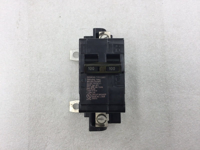 Siemens EQ8681 100 Amp 2-Pole Main Breaker