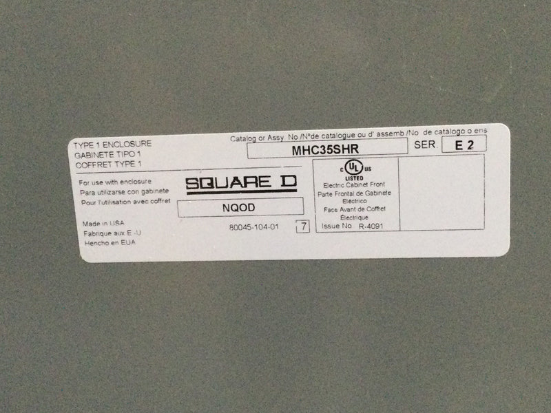 Square D 225 Amp 208Y/120V NQOD 42 Space Panelboard with Hinged Door Surface Mount Nema 1 Enclosure 35.5" x 20"